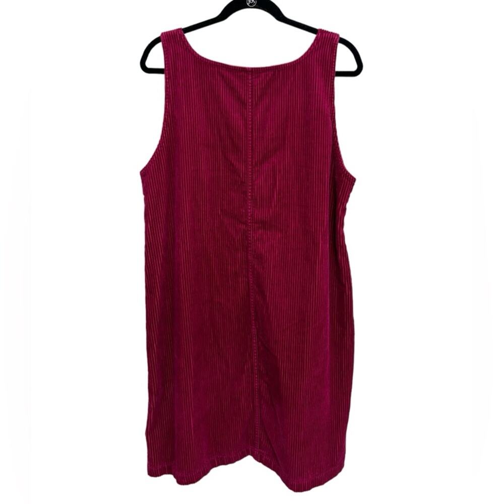 American Vintage Burgundy Corduroy Mini Pinafore Dress - Picture 2 of 4
